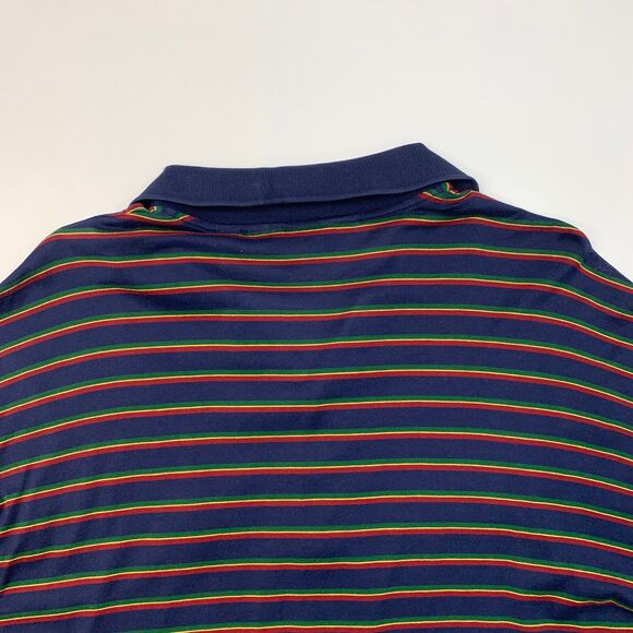 Ralph Lauren Polo Shirt Mens XL Extra Large Navy Golf Striped Pima Cotton Preppy - Picture 7 of 9